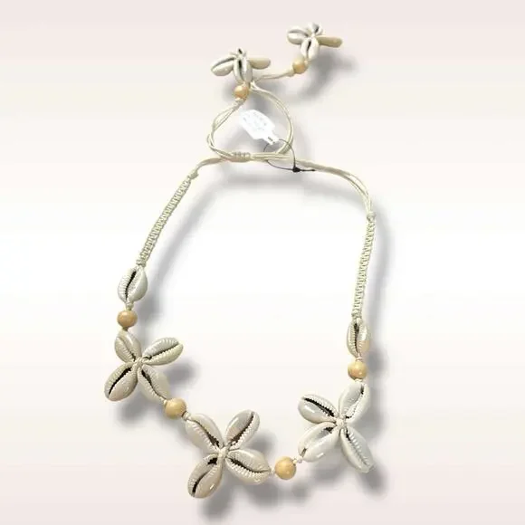 Free People Happy Days Shell Necklace NWT Neutral Bohemian Beach Choker Summer - Picture 13 of 16